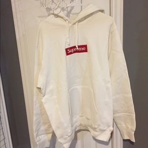Supreme white Box Logo Hoodie